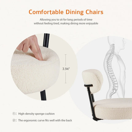 NUBOLO – Modern Plush Dining Chair Set with Curved Backrest & Metal Legs for Kitchen & Living Room Spaces - Uber Decor