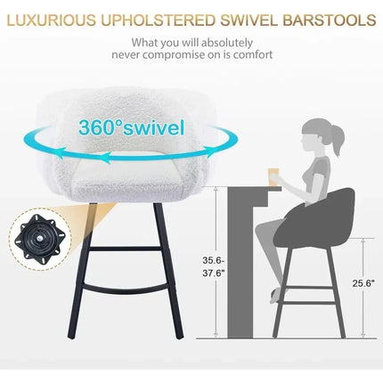 Talise 360 Revolving Swivel Bar Stool- Modern Counter Height Tall Bar Chair for Kitchen Counter or Cafe - Uber Decor