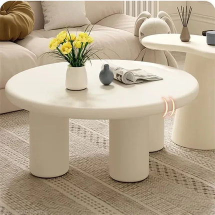 Tisza Cream Cloud Coffee Table Set Round MDF Tops Soft Edges Nesting Design Minimalist Accent for Small Apartments and Modern Living Rooms - Uber Decor