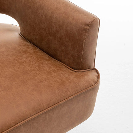 Ravelle- Modern U-Back Leather Accent Chair with Upholstered Round 360 Revolving Swivel Barrel Armchair for Living Room - Uber Decor