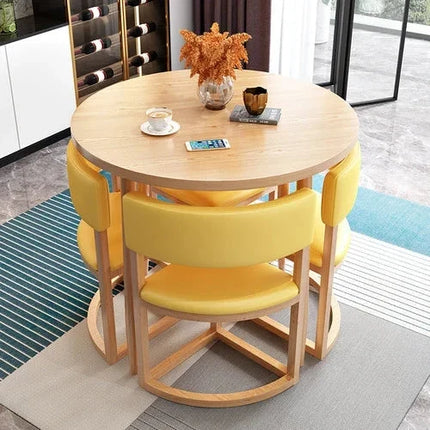 Nordica Compact Round Dining Set – Scandinavian Solid Wood with Custom Upholstery for Kitchen or Small Dining Room - Uber Decor