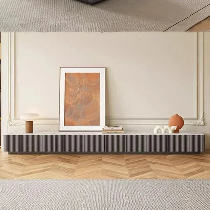 Nuvano Line – Luxury TV Cabinet, Modern Fluted Console, Minimalist Design, Low Base, Living Room Entertainment Unit - Uber Decor