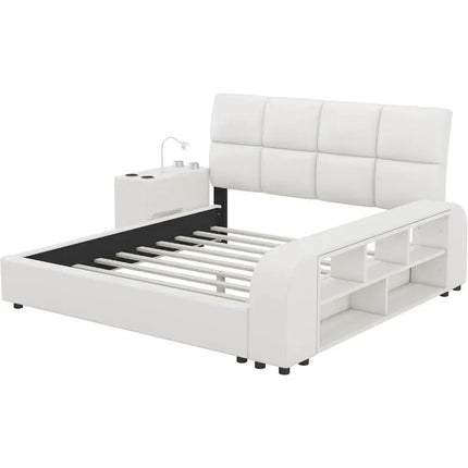 Slumber Edge Contemporary Curved Platform Bed with Storage – Modern Bedroom Essential - Uber Decor