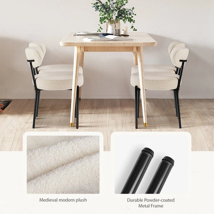 NUBOLO – Modern Plush Dining Chair Set with Curved Backrest & Metal Legs for Kitchen & Living Room Spaces - Uber Decor