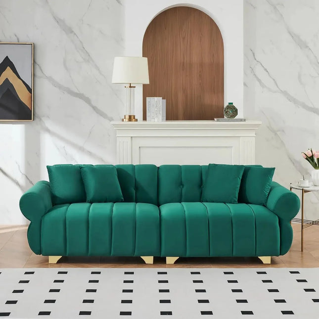 Berlin 89" Sofa- 3 Seater Oversized Minimalist Loveseat Upholstered Velvet Cloud Sofa with Gold Legs - Uber Decor