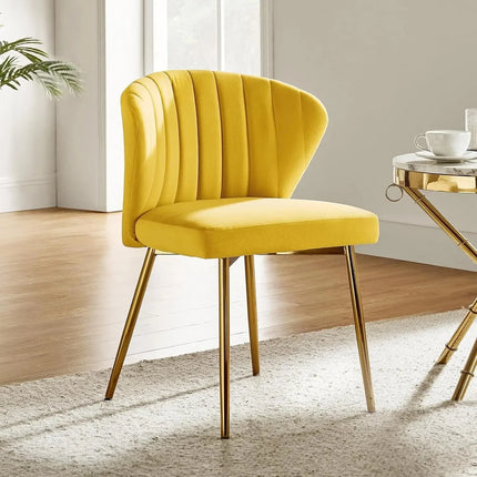 Soraya Modern Elegant Tufted Armless Accent Chair- Dining or Vanity Chair with Back Metal Legs - Uber Decor