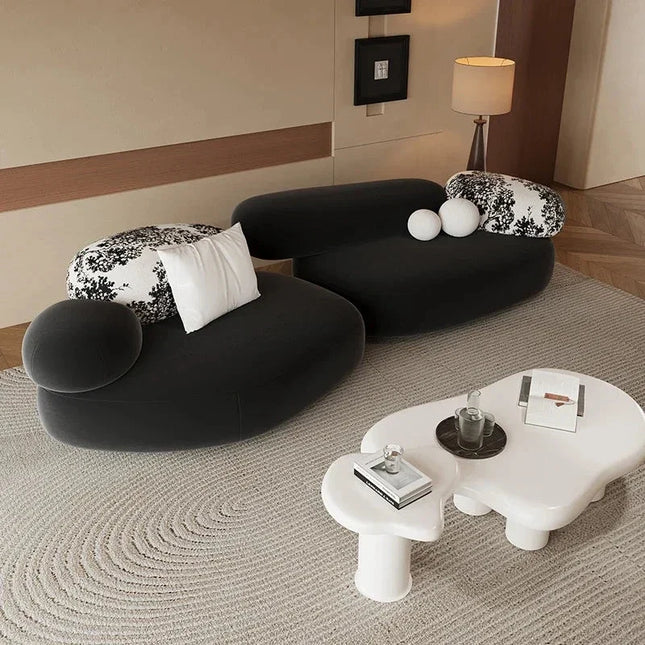Bilbao 2-Seater Retro Pebble Sofa – Special-Shaped Minimalist Couch for Small Apartments, Homestays, Beauty Salons, and Reception Areas - Uber Decor