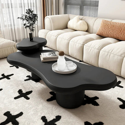 Kayla Wabi-Sabi Sculptural Japandi Coffee Table – Organic Mid-Century Solid Wood Center Table for Living Room & Sofa Area