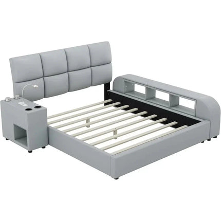 Slumber Edge Contemporary Curved Platform Bed with Storage – Modern Bedroom Essential - Uber Decor