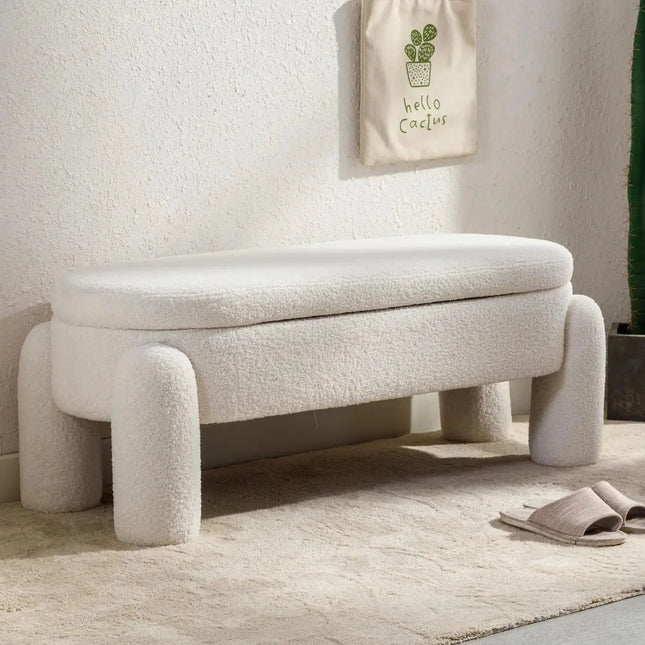 Meloa Modern Japandi-Inspired Flip Top Storage Bench – Whimsical Minimalist Organizer for Entryway, Bedroom & Living Room - Uber Decor