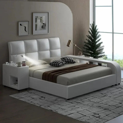 Slumber Edge Contemporary Curved Platform Bed with Storage – Modern Bedroom Essential - Uber Decor