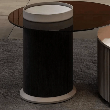 Tiber Oro Italian Luxury Round Coffee Table Tempered Glass Top High Gloss Finish Minimalist Centerpiece for Lounge and Living Suites