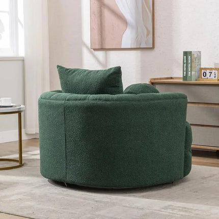 Orania- 360 Degree Swivel Accent Chair Single Barrel Sofa with Round Tufted Base and 3 Toss Pillows - Uber Decor