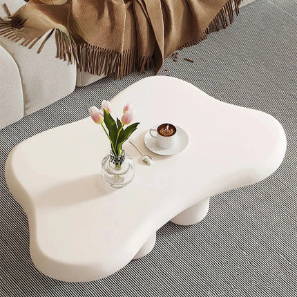 Tigris Blanc Cloud Coffee Table White Sculptural Top Irregular Organic Form Rounded Legs Minimalist Accent for Modern Living Rooms - Uber Decor