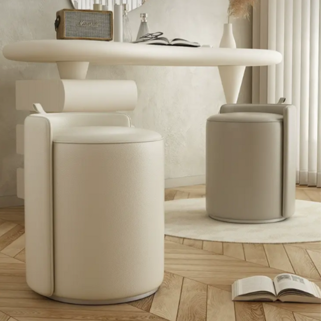 Morira Vanity Stool Customisable Fabric Foam and Wood Makeup Accent Chair Minimalist Modern Seating for Bedroom and Dressing Room - Uber Decor