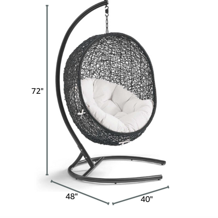 FernCove Wabi-Sabi Cocoon Swing Chair – Japandi Textured Organic Weave Balcony & Garden Swing Chair