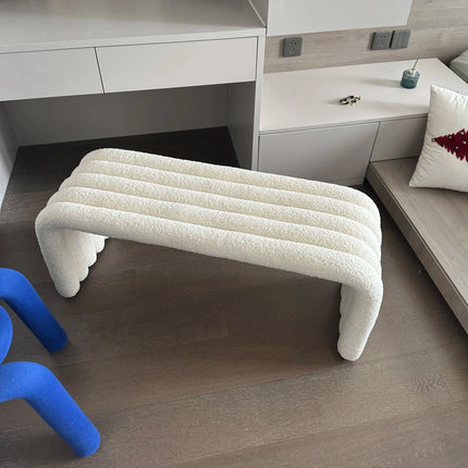 Nuvin Arc – Modern Nordic Bench with Sculptural Form | Minimalist Shoe Changing Stool for Entryways, Living Rooms, or Bedrooms - Uber Decor