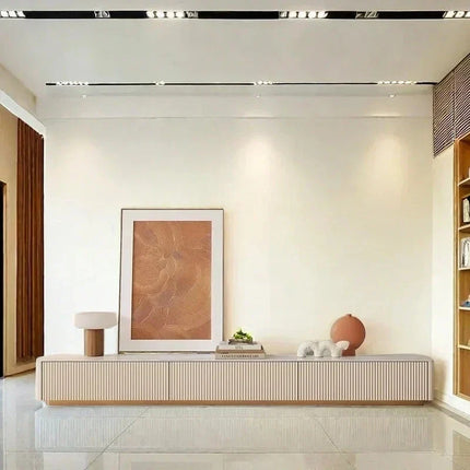 Nuvano Line – Luxury TV Cabinet, Modern Fluted Console, Minimalist Design, Low Base, Living Room Entertainment Unit - Uber Decor