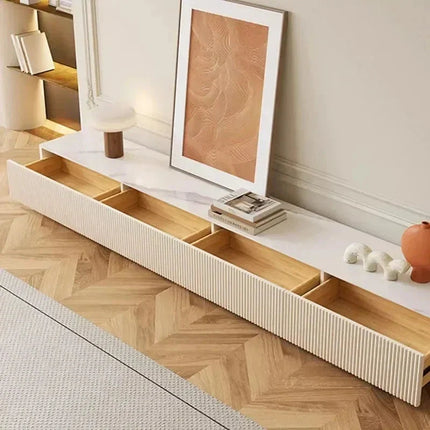 Nuvano Line – Luxury TV Cabinet, Modern Fluted Console, Minimalist Design, Low Base, Living Room Entertainment Unit - Uber Decor
