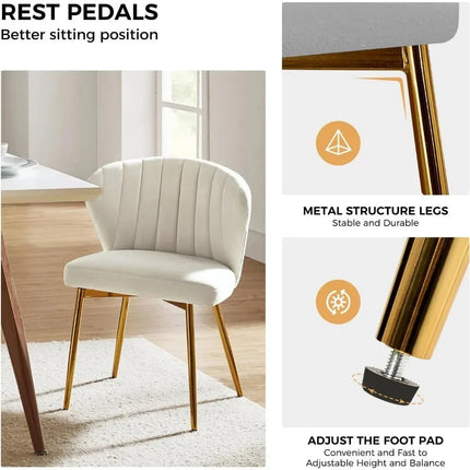 Soraya Modern Elegant Tufted Armless Accent Chair- Dining or Vanity Chair with Back Metal Legs - Uber Decor