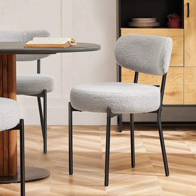 NUBOLO – Modern Plush Dining Chair Set with Curved Backrest & Metal Legs for Kitchen & Living Room Spaces - Uber Decor