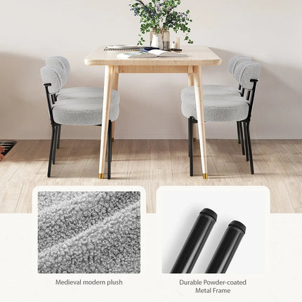 NUBOLO – Modern Plush Dining Chair Set with Curved Backrest & Metal Legs for Kitchen & Living Room Spaces - Uber Decor