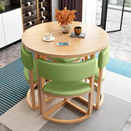 Nordica Compact Round Dining Set – Scandinavian Solid Wood with Custom Upholstery for Kitchen or Small Dining Room - Uber Decor