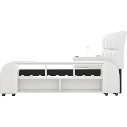 Slumber Edge Contemporary Curved Platform Bed with Storage – Modern Bedroom Essential - Uber Decor