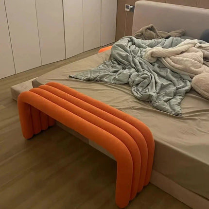 Nuvin Arc – Modern Nordic Bench with Sculptural Form | Minimalist Shoe Changing Stool for Entryways, Living Rooms, or Bedrooms - Uber Decor