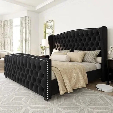 Serenabelle Wingback Bed – Heritage-Inspired Bedroom Classic - Uber Decor