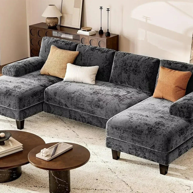 Havana 111" Sectional Sofa- Large Modular Lounge Sofa with Double Chaise Left & Right - Uber Decor
