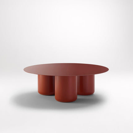 Ord Modern Sculptural Cobalt Blue Round Minimalist Center Table with Cylindrical Base for Living Room - Uber Decor
