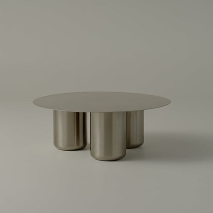 Ord Modern Sculptural Cobalt Blue Round Minimalist Center Table with Cylindrical Base for Living Room - Uber Decor