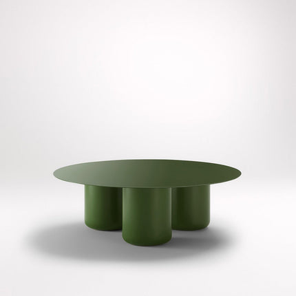 Ord Modern Sculptural Cobalt Blue Round Minimalist Center Table with Cylindrical Base for Living Room - Uber Decor