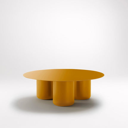 Ord Modern Sculptural Cobalt Blue Round Minimalist Center Table with Cylindrical Base for Living Room - Uber Decor