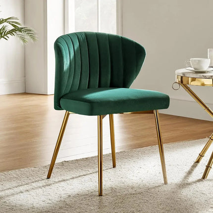 Soraya Modern Elegant Tufted Armless Accent Chair- Dining or Vanity Chair with Back Metal Legs - Uber Decor