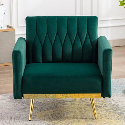 Selina- Modern Velvet Single Sofa Chair with Ottoman- Upholstered Tufted Lounge Accent Living Room Chair - Uber Decor
