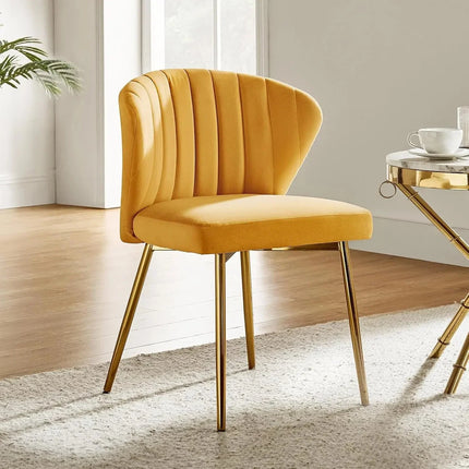 Soraya Modern Elegant Tufted Armless Accent Chair- Dining or Vanity Chair with Back Metal Legs - Uber Decor