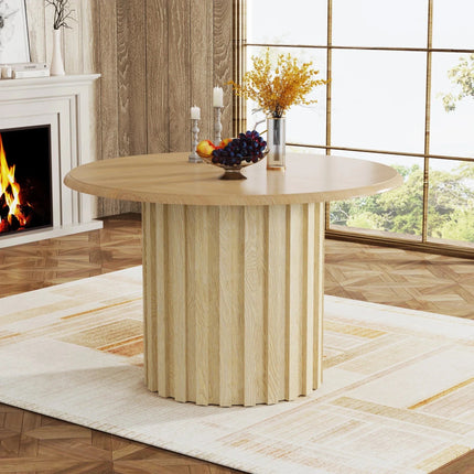 Bellewood French Round Dining Set – Custom Solid Wood with Upholstered Chairs, 4 Seater for Formal Dining Room - Uber Decor