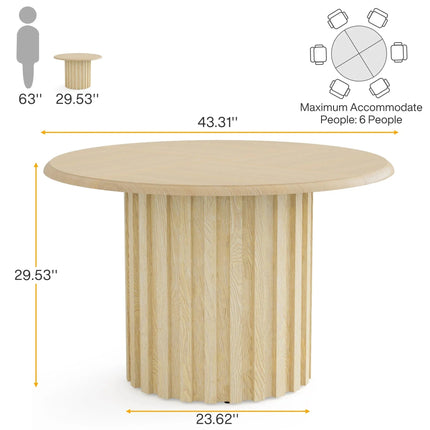 Bellewood French Round Dining Set – Custom Solid Wood with Upholstered Chairs, 4 Seater for Formal Dining Room - Uber Decor