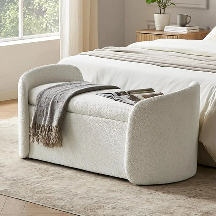 Sophie Curved 2-in-1 Storage Bench with Flip Top Seat Minimalist End-of-Bed Organizer for Bedroom & Entryway Spaces - Uber Decor