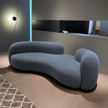 SkyHaven 106″ Cloud Lounge Sofa – Ready to Ship in Dull Blue Waffle-Textured Boucle Fabric for Living Room