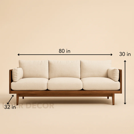 Suez 3-Seater Modern Wooden Sofa Minimalist Mid-Century Couch for Living Room