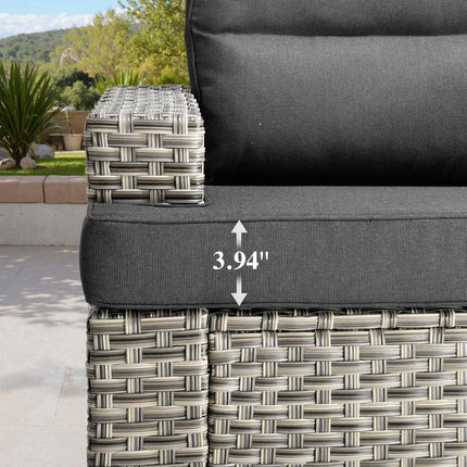Canyon Breeze PE Rattan Wicker Outdoor Sofa Set, Patio Conversation Garden Lounge Set, Boho Poolside Terrace Porch Furniture