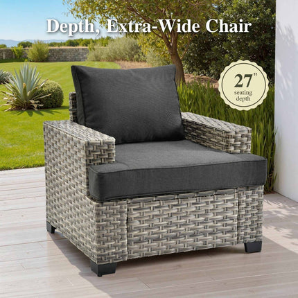 Canyon Breeze PE Rattan Wicker Outdoor Sofa Set, Patio Conversation Garden Lounge Set, Boho Poolside Terrace Porch Furniture