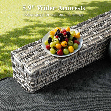 Canyon Breeze PE Rattan Wicker Outdoor Sofa Set, Patio Conversation Garden Lounge Set, Boho Poolside Terrace Porch Furniture