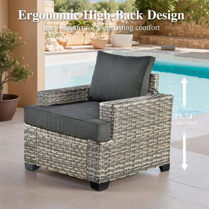 Canyon Breeze PE Rattan Wicker Outdoor Sofa Set, Patio Conversation Garden Lounge Set, Boho Poolside Terrace Porch Furniture