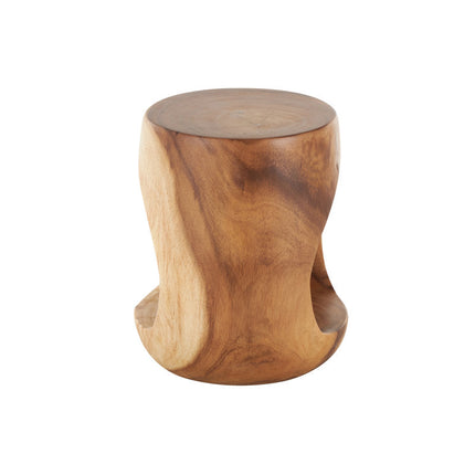 Tapti Solid Wood Side Table with Open Storage Sculptural Organic Modern Accent Table for Living Room & Bedroom - Uber Decor