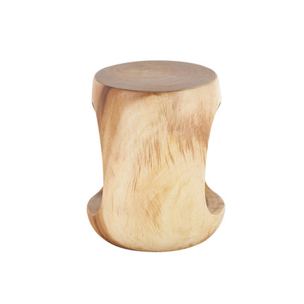 Tapti Solid Wood Side Table with Open Storage Sculptural Organic Modern Accent Table for Living Room & Bedroom - Uber Decor