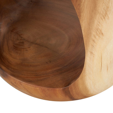 Tapti Solid Wood Side Table with Open Storage Sculptural Organic Modern Accent Table for Living Room & Bedroom - Uber Decor
